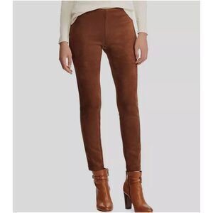 CHAPS Brown Stretch Faux Suede Skinny Pants Size Small